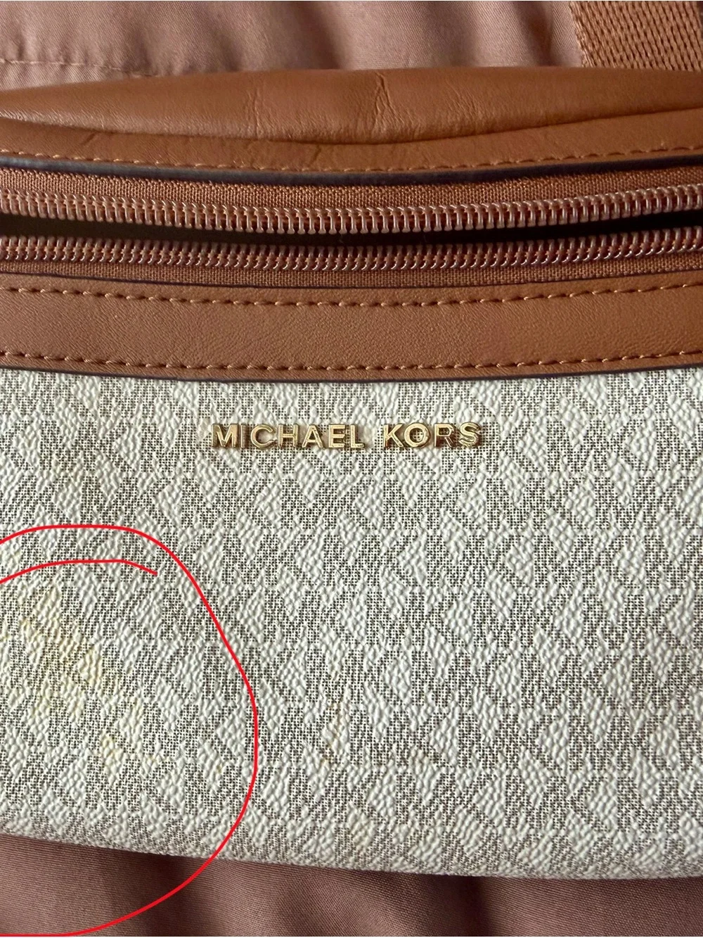 Michael Kors Brown & Ivory Crossbody Belt Bag